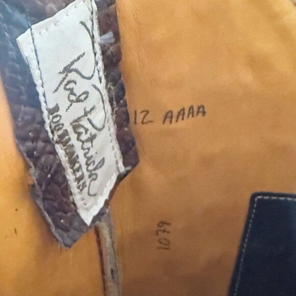 Rod Patrick Mens Cowboy Boots Sz 12 AAAA Brown Caiman Leather Western Blunt Toe - Picture 9 of 12